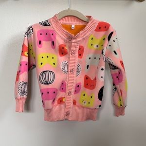 🐱🐰🧁 Colorful Velour Toddler Print Cardigan